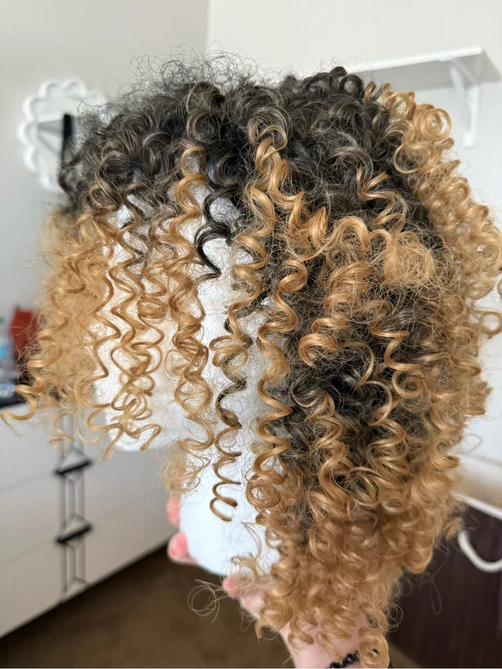 Curly Ombre Synthetic Wig - Brown to Blonde